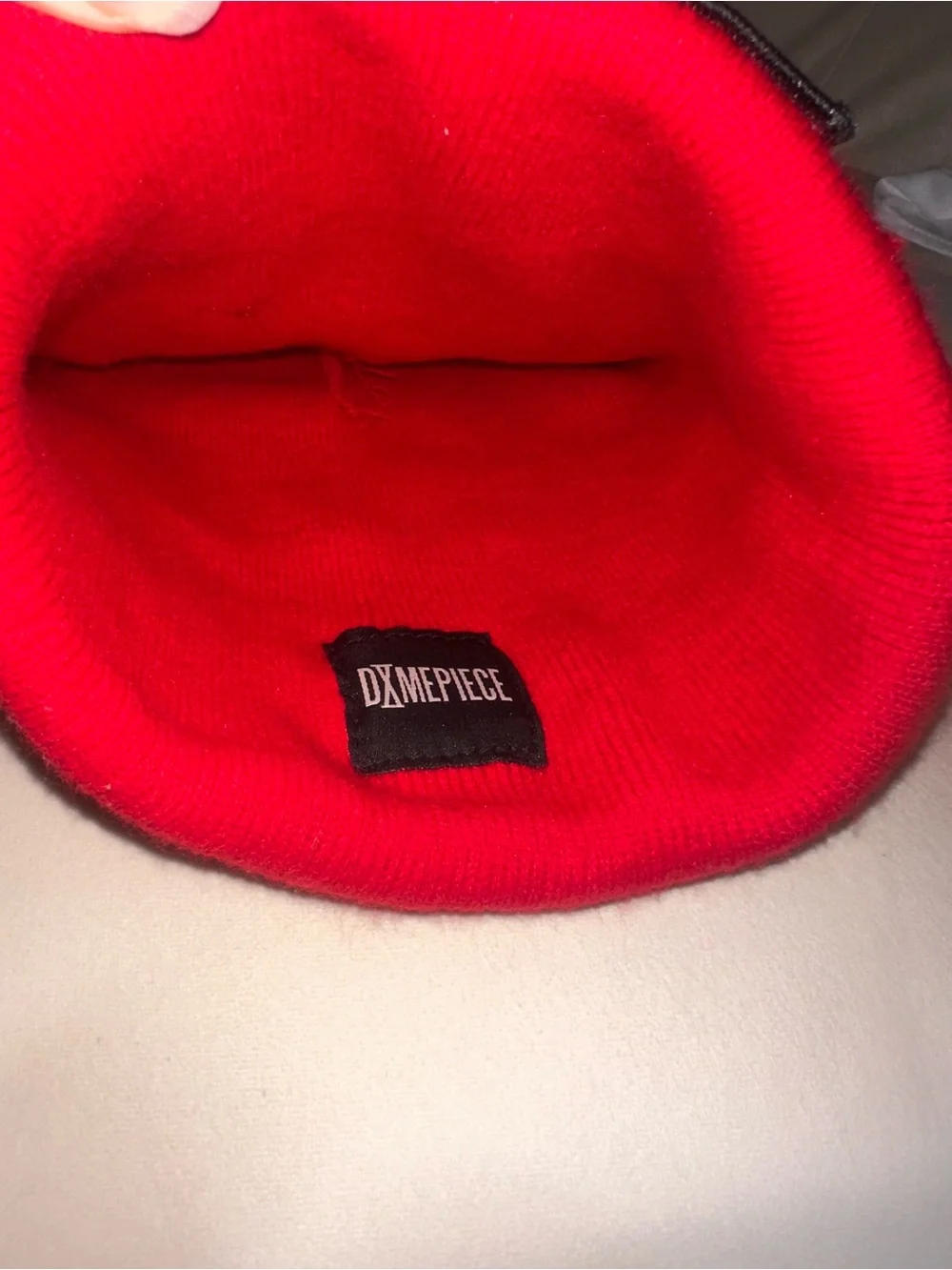 Dimepiece Red Knit Beanie with 